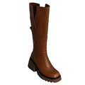 Madelaine - Casual, robusti stivali in pelle con zip per donne