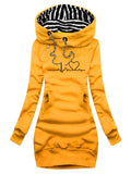 Roxanne - Abito in maglia casual stampato con cappuccio per donne
