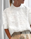 Julia - Elegante camicetta ricamata con colletto alto per donne