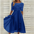 Yara - Elegante Midi Abito in Pizzo e Chiffon