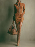 Millie™ – Abito in Suede con Zip Elegante