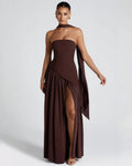 Elara™ | Abito Maxi Scultoreo con Scollo Halter e Spacco Profondo