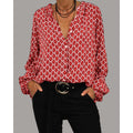 Meriva - Blusa sciolta con scollo a V e bottoni per donne